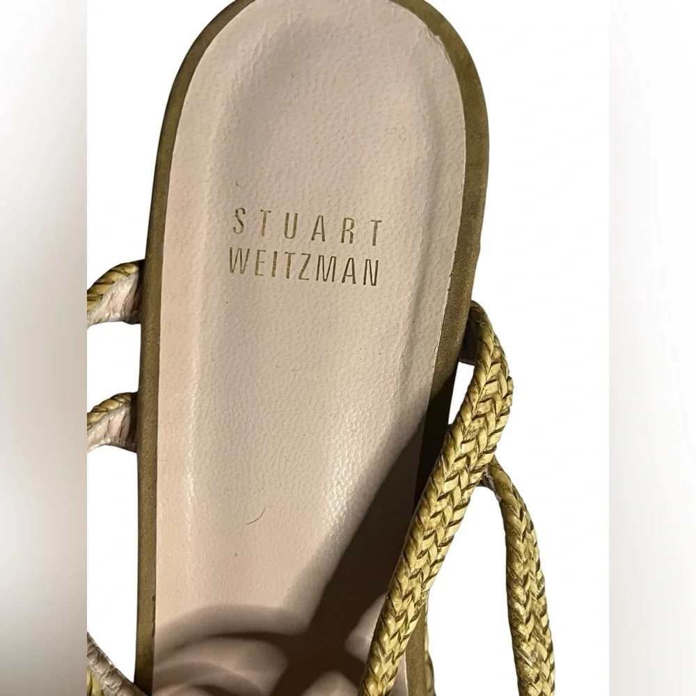 Stuart Weitzman Woven Espadrille Wedge Tan Sandals Size 9